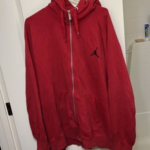 Mens Jordan red zip up hoodie size 3XL